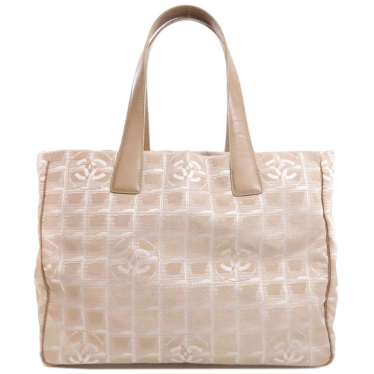 CHANEL Tote Bag Nylon jacquard beige New Travel Line MM