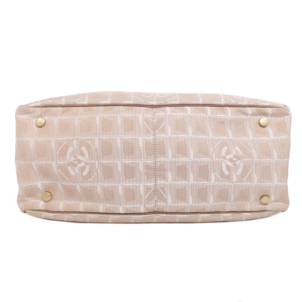 CHANEL Tote Bag Nylon jacquard beige New Travel Line MM