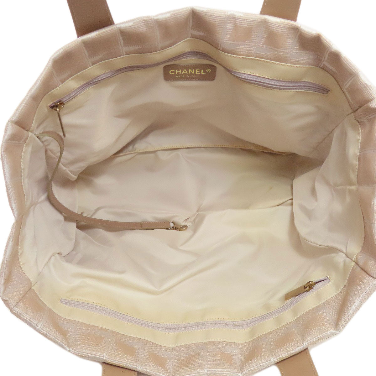 CHANEL Tote Bag Nylon jacquard beige New Travel Line MM