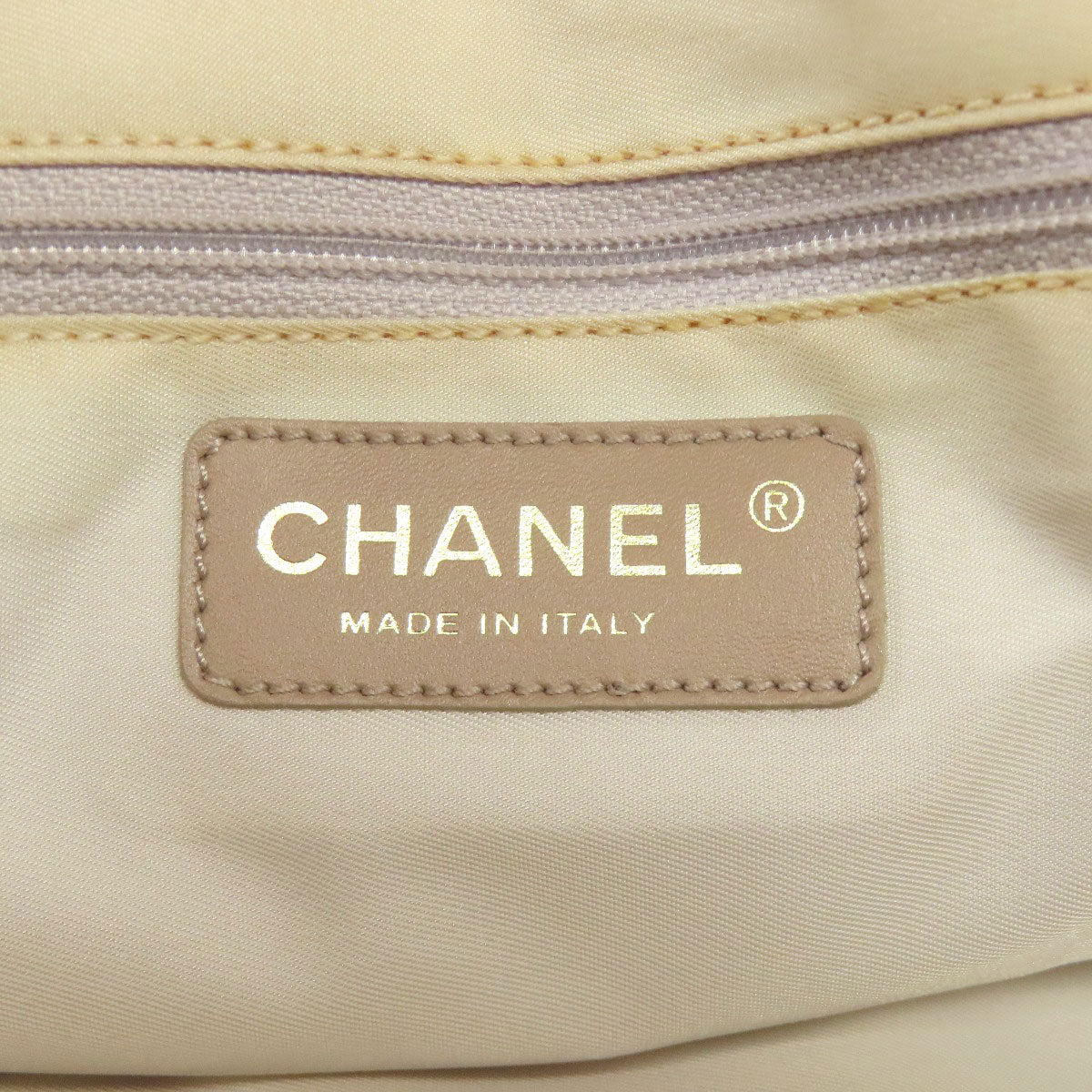 CHANEL Tote Bag Nylon jacquard beige New Travel Line MM