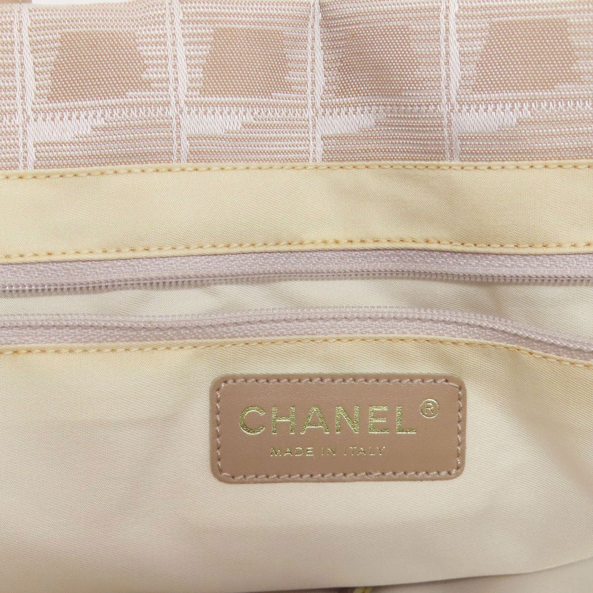 CHANEL Tote Bag Nylon jacquard beige New Travel Line MM