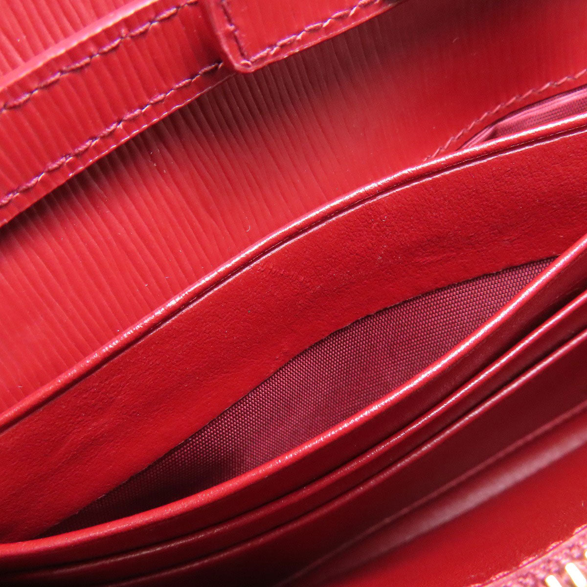 PRADA Long Wallet Purse Safiano Red Chain wallet