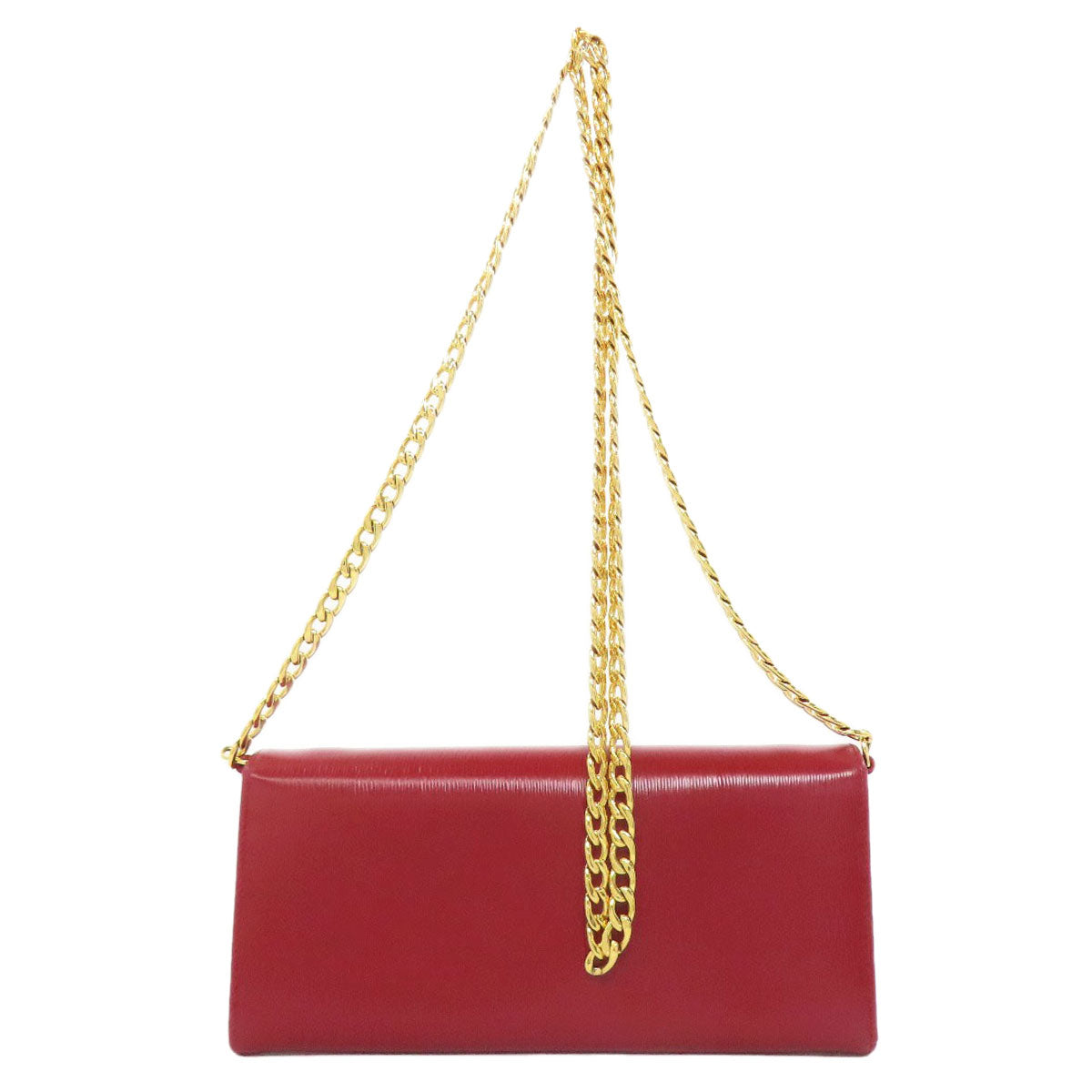 PRADA Long Wallet Purse Safiano Red Chain wallet