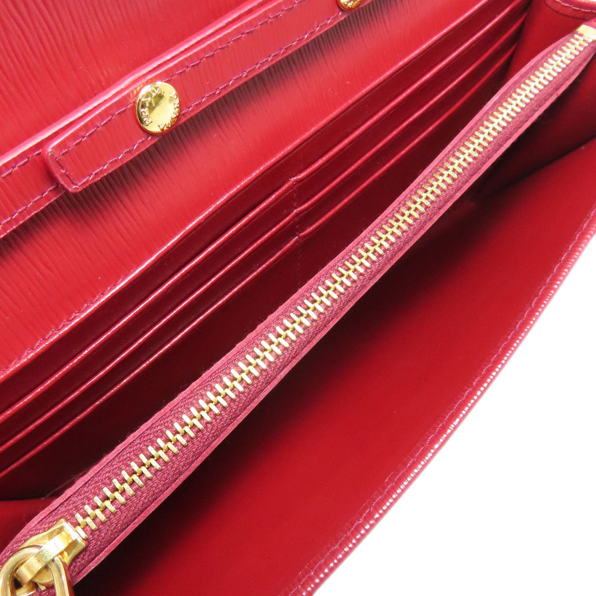 PRADA Long Wallet Purse Safiano Red Chain wallet
