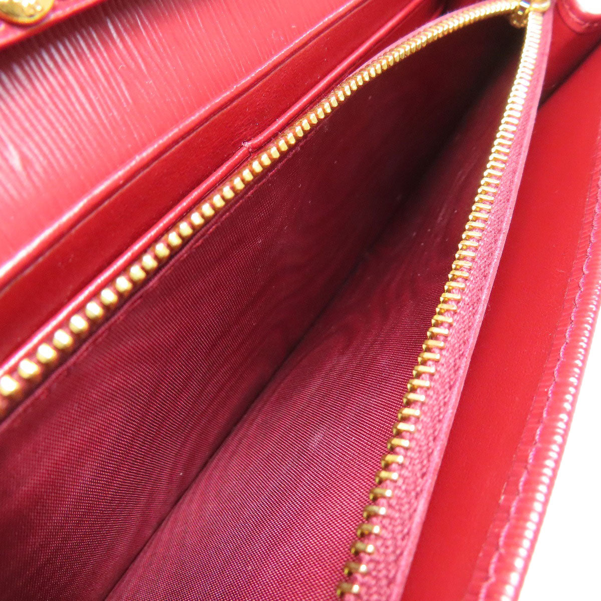 PRADA Long Wallet Purse Safiano Red Chain wallet