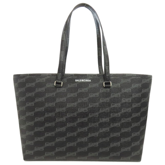 BALENCIAGA Tote Bag 702698 PVC black Medium Shopper BB Monogram