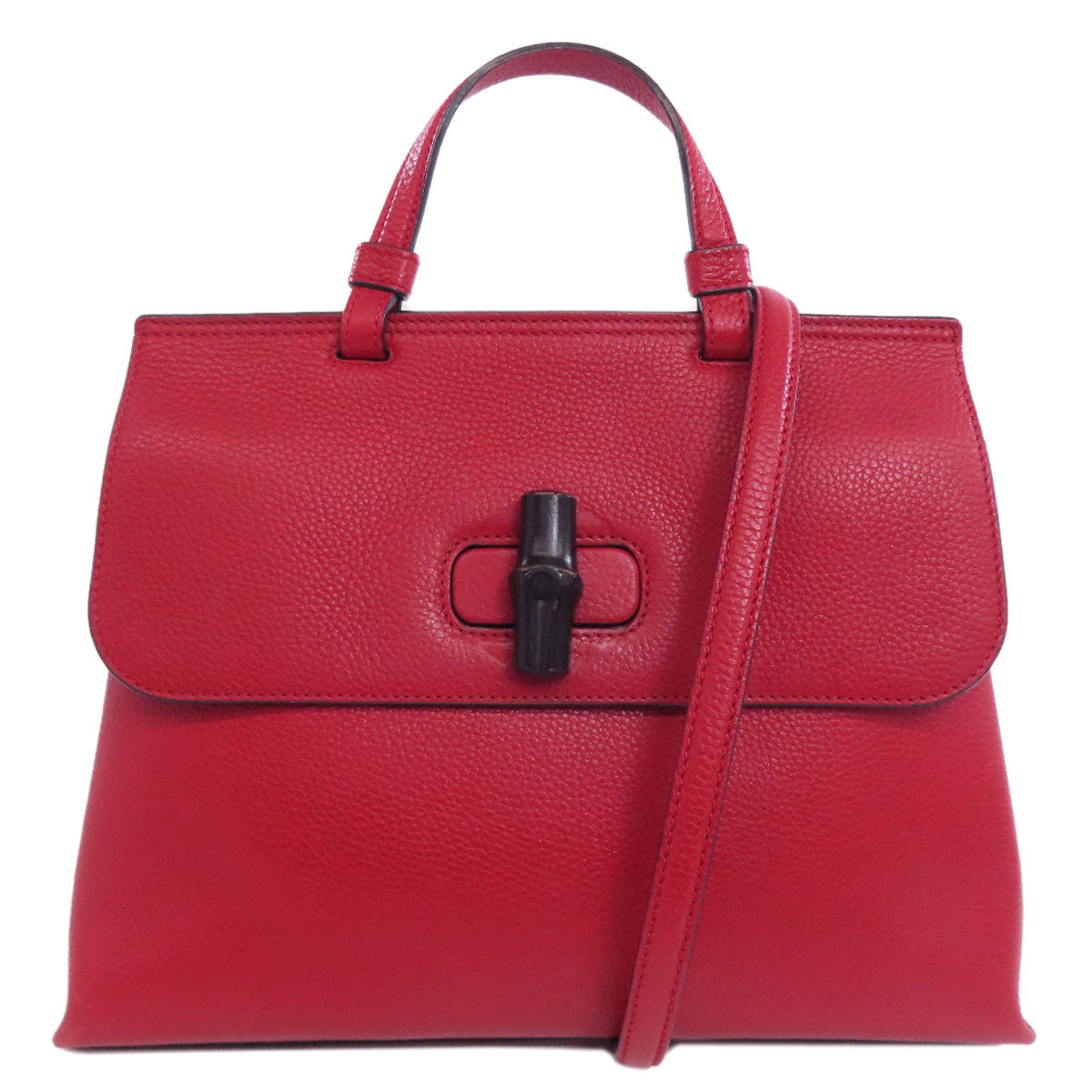 GUCCI Handbag 392013 leather Red Bamboo Daily 2WAY