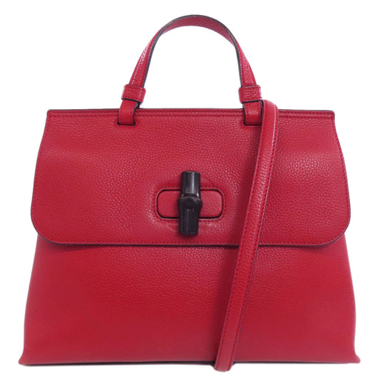 GUCCI Handbag 392013 leather Red Bamboo Daily 2WAY