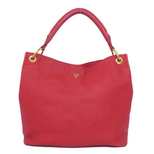 PRADA Shoulder Bag Calfskin Red one belt