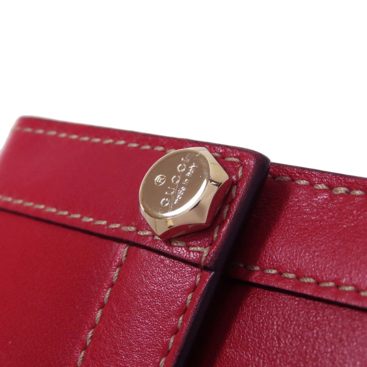 GUCCI Long Wallet Purse 153211 Calfskin Red W Hook Wallet