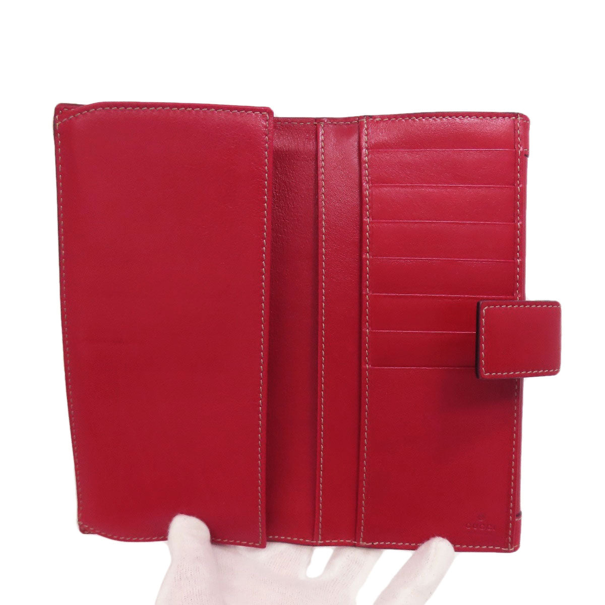 GUCCI Long Wallet Purse 153211 Calfskin Red W Hook Wallet