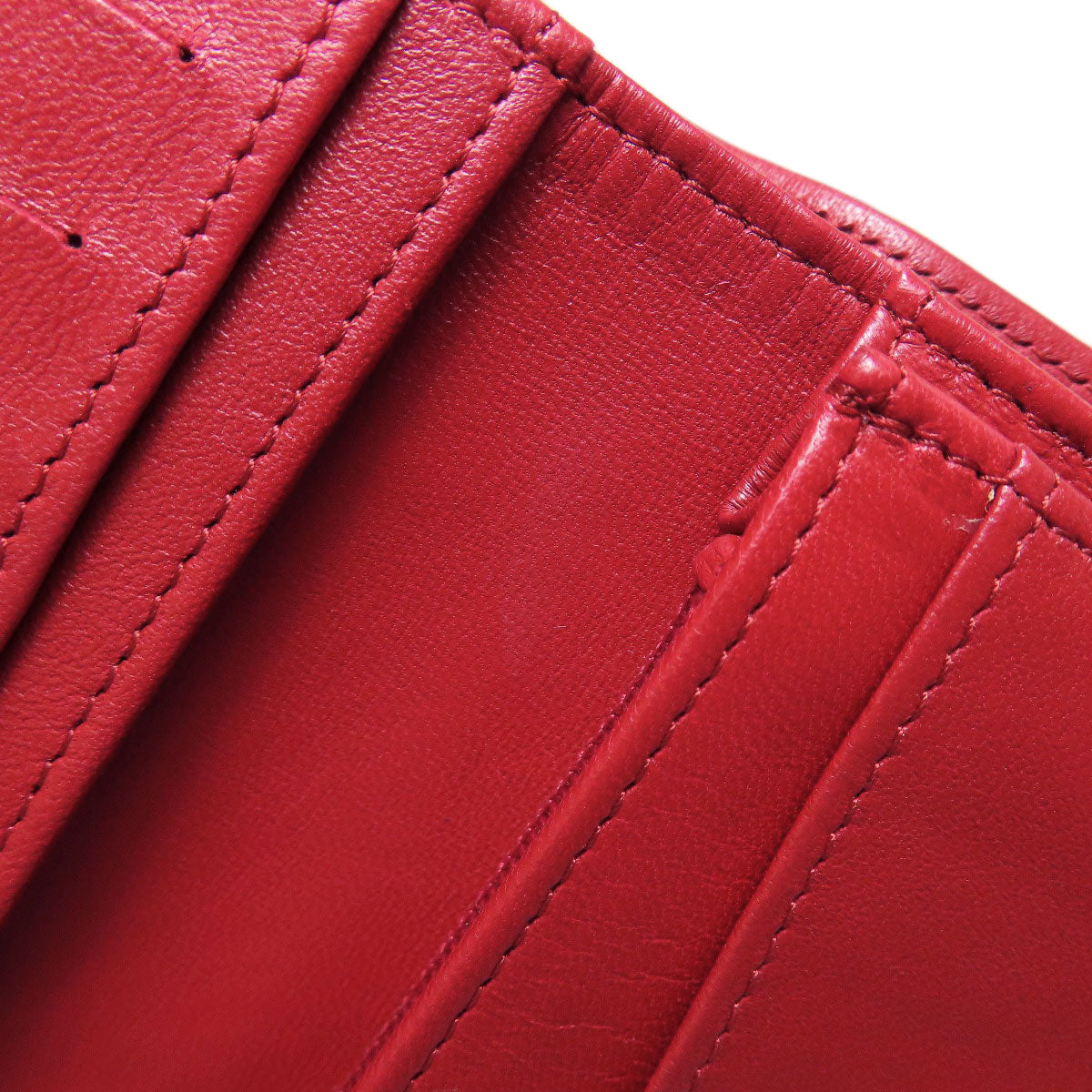 CHANEL Long Wallet Purse lambskin Red Matelasse COCO Mark SilverMetal