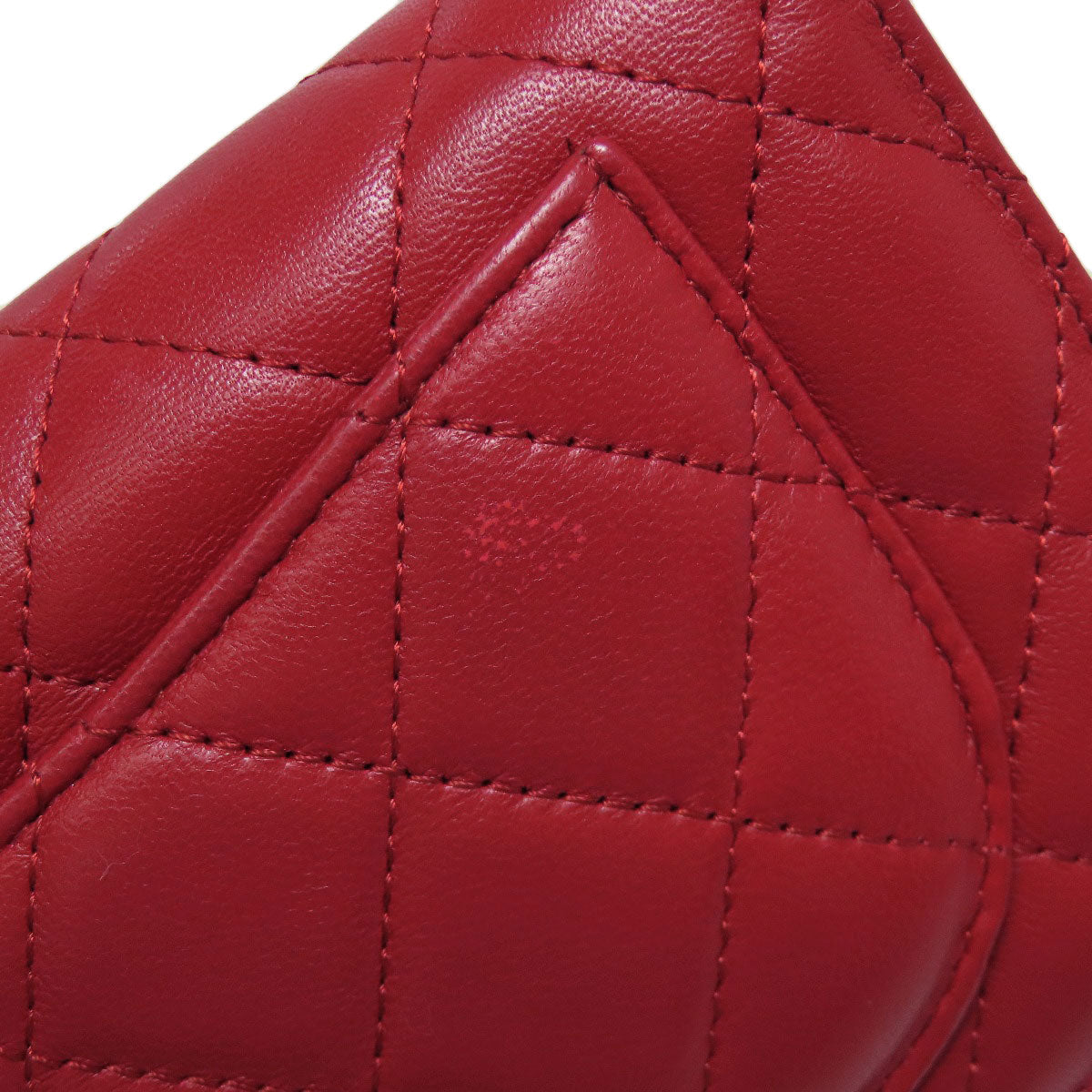 CHANEL Long Wallet Purse lambskin Red Matelasse COCO Mark SilverMetal