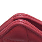 CHANEL Long Wallet Purse lambskin Red Matelasse COCO Mark SilverMetal