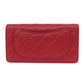 CHANEL Long Wallet Purse lambskin Red Matelasse COCO Mark SilverMetal