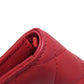 CHANEL Long Wallet Purse lambskin Red Matelasse COCO Mark SilverMetal