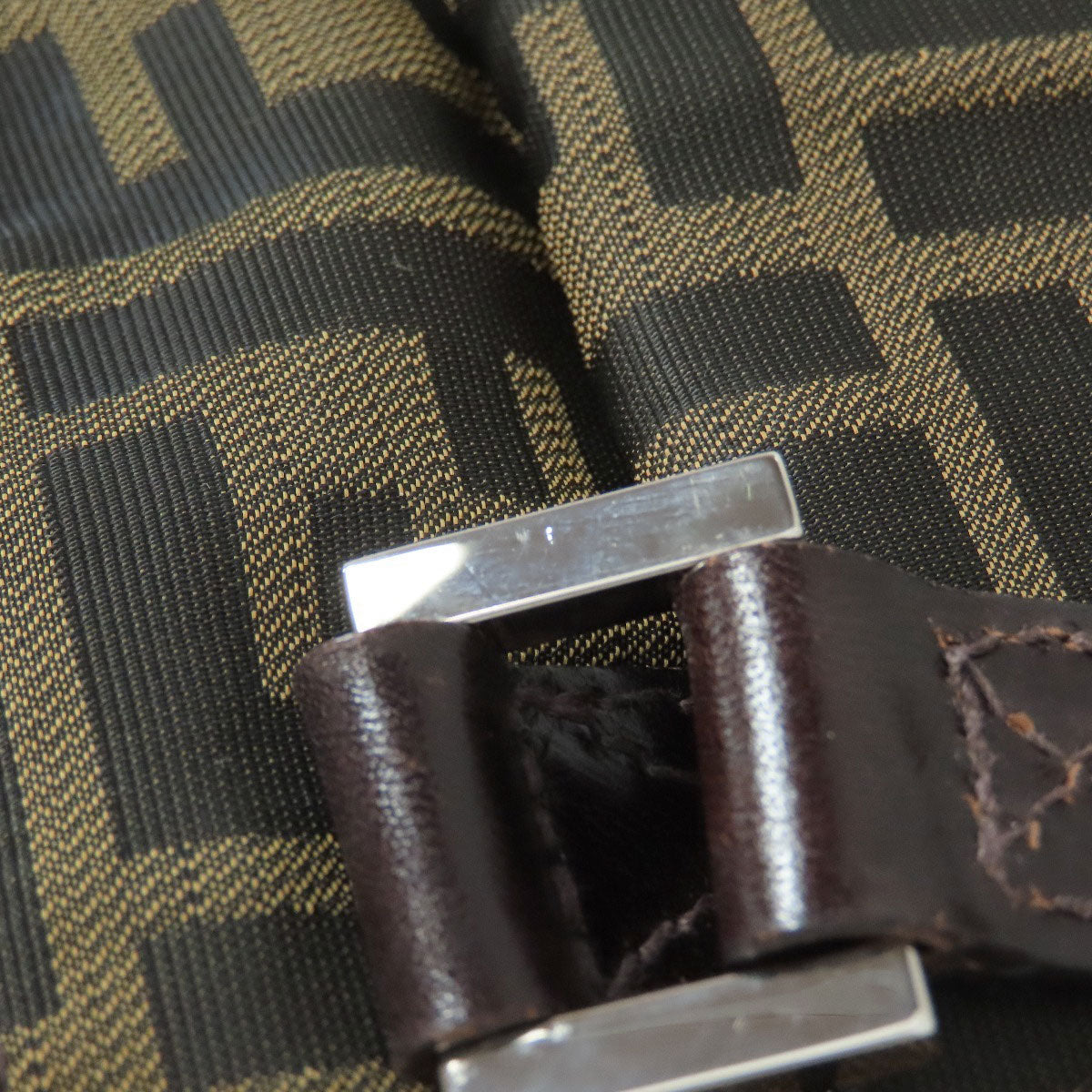 FENDI Handbag canvas Brown Zucca Pattern