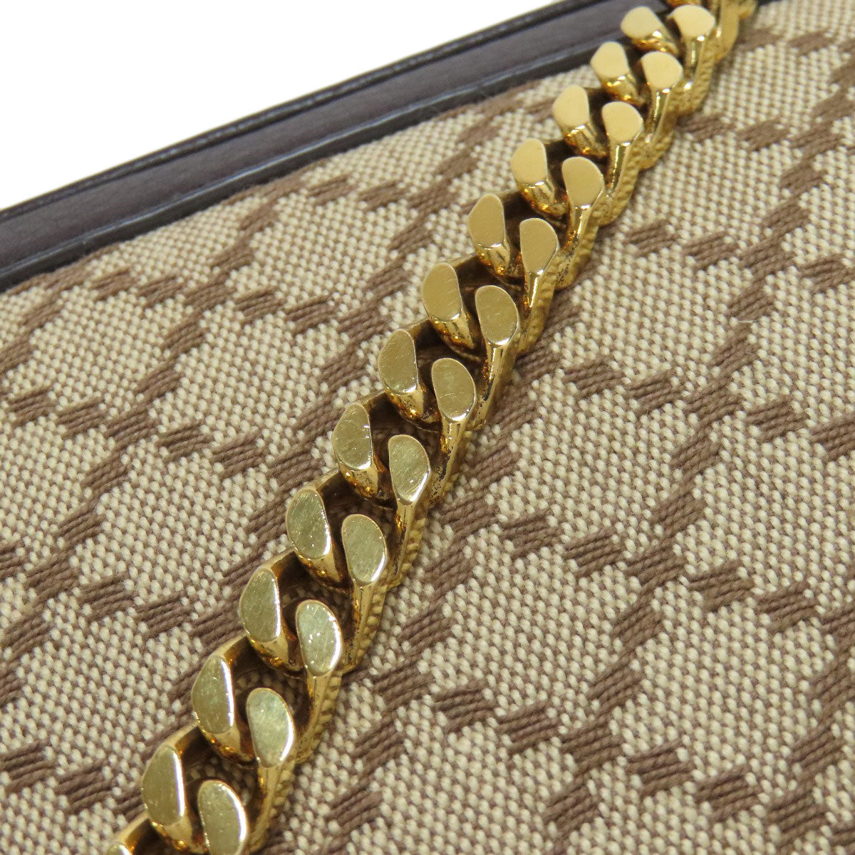 GUCCI Shoulder Bag 251820 canvas Brown Diamante ChainShoulder