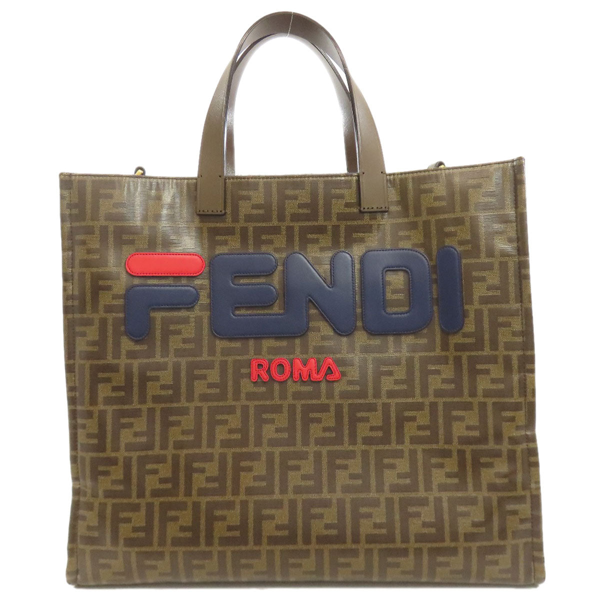FENDI Tote Bag Coated canvas Brown Fila collaboration Zucca Pattern