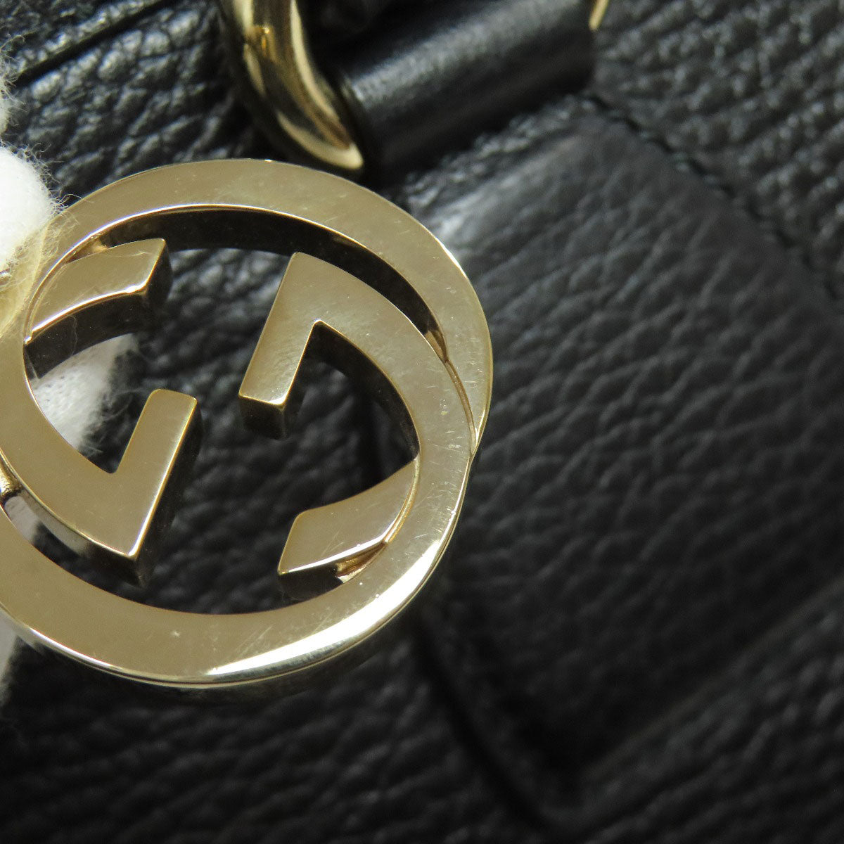 GUCCI Tote Bag 449659 leather black Interlocking G Outlet 2WAY