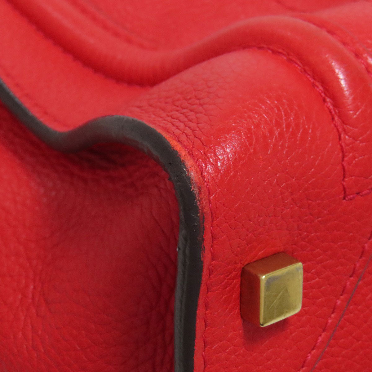 CELINE Handbag Calfskin Red Luggage mini