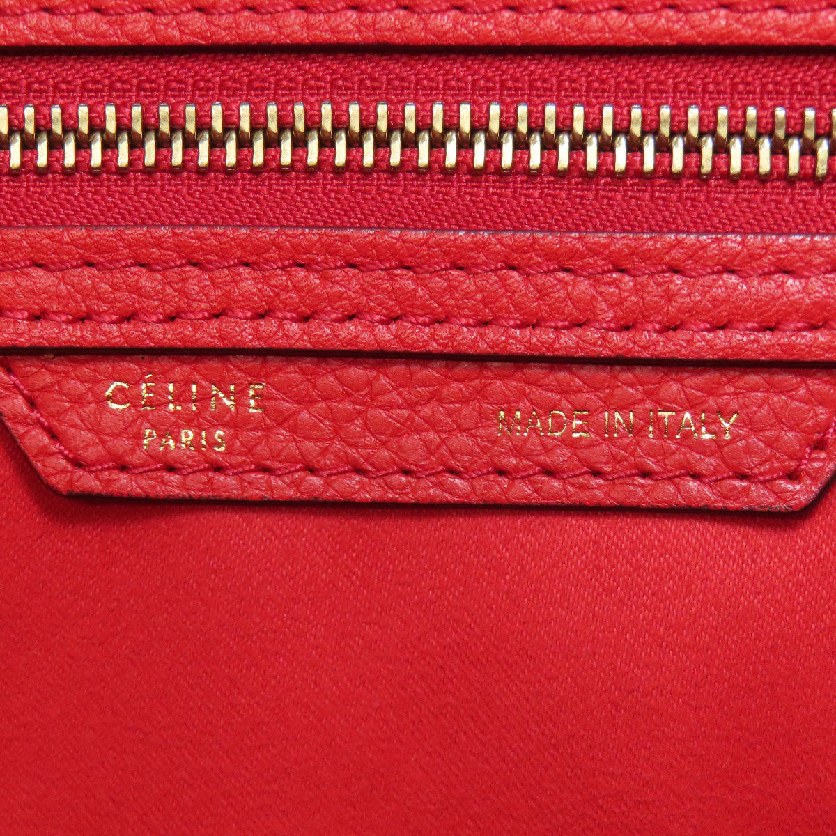 CELINE Handbag Calfskin Red Luggage mini