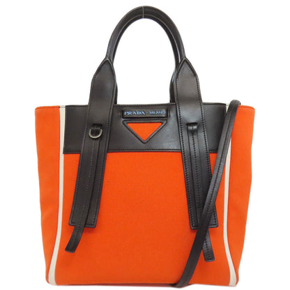 PRADA Handbag canvas Orange Ouverture 2WAY