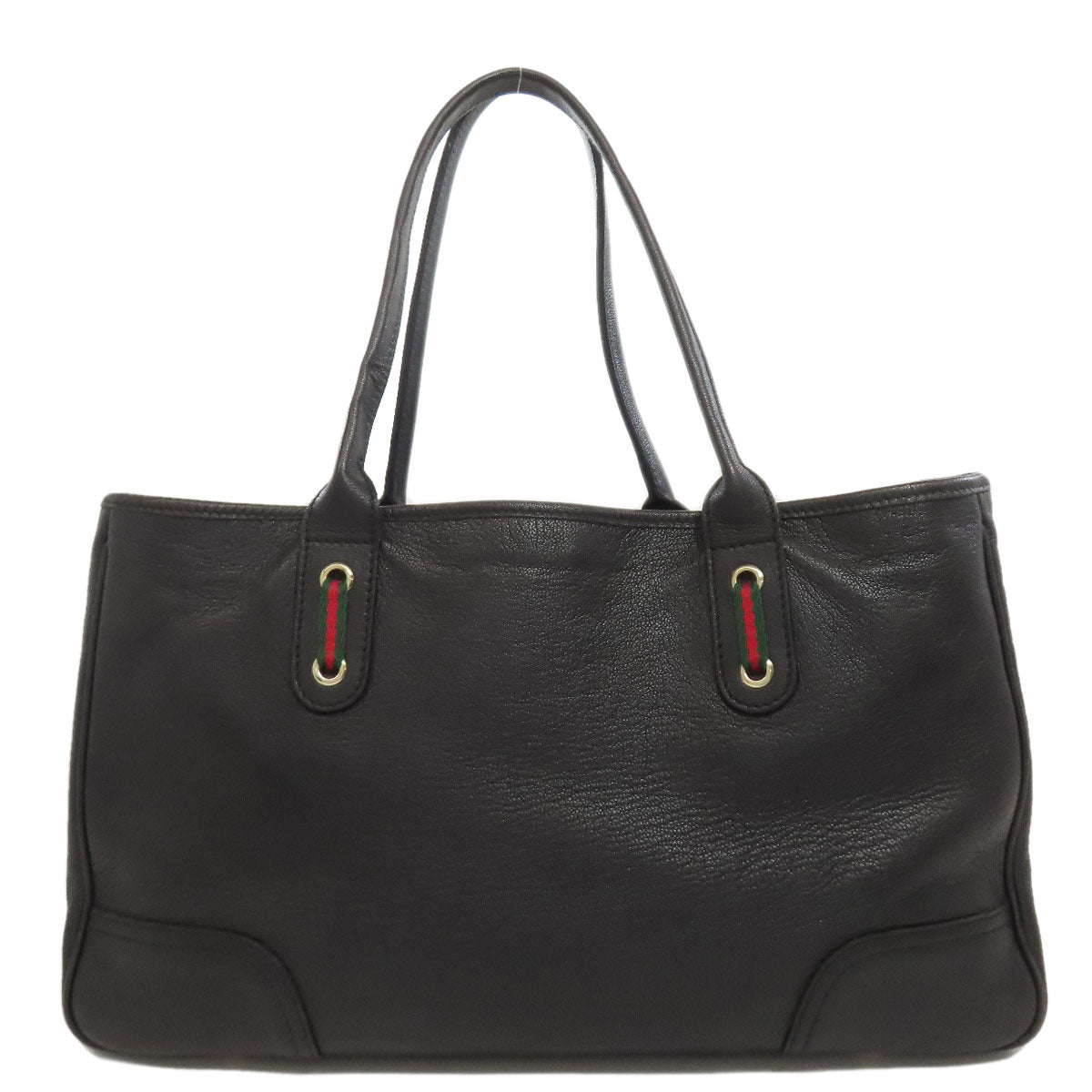 GUCCI Tote Bag 163805 leather black GG Princey Ribbon