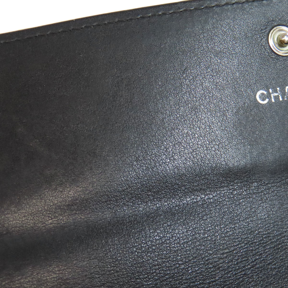 CHANEL Long Wallet Purse Grained Calfskin Skin black COCO Mark SilverMetal