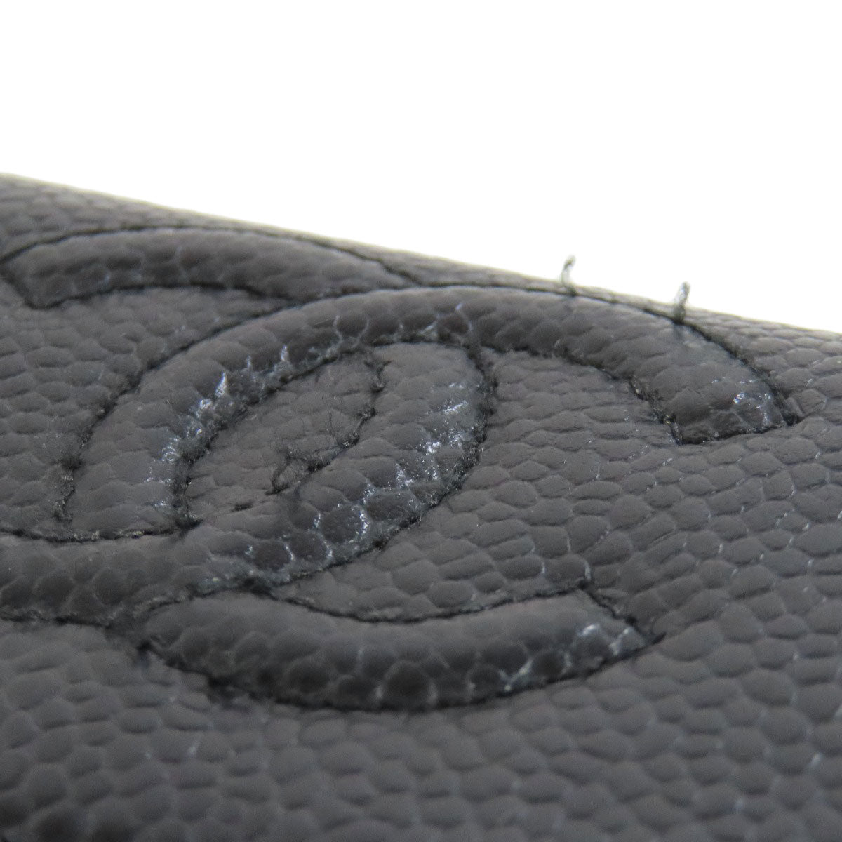 CHANEL Long Wallet Purse Grained Calfskin Skin black COCO Mark SilverMetal