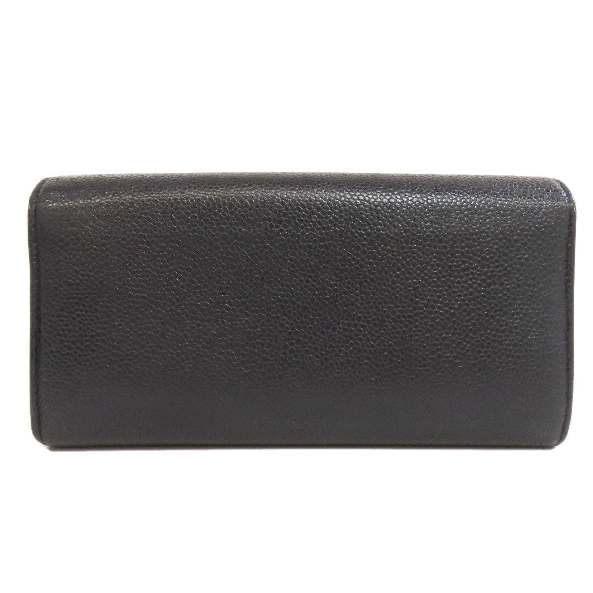 CHANEL Long Wallet Purse Grained Calfskin Skin black COCO Mark SilverMetal