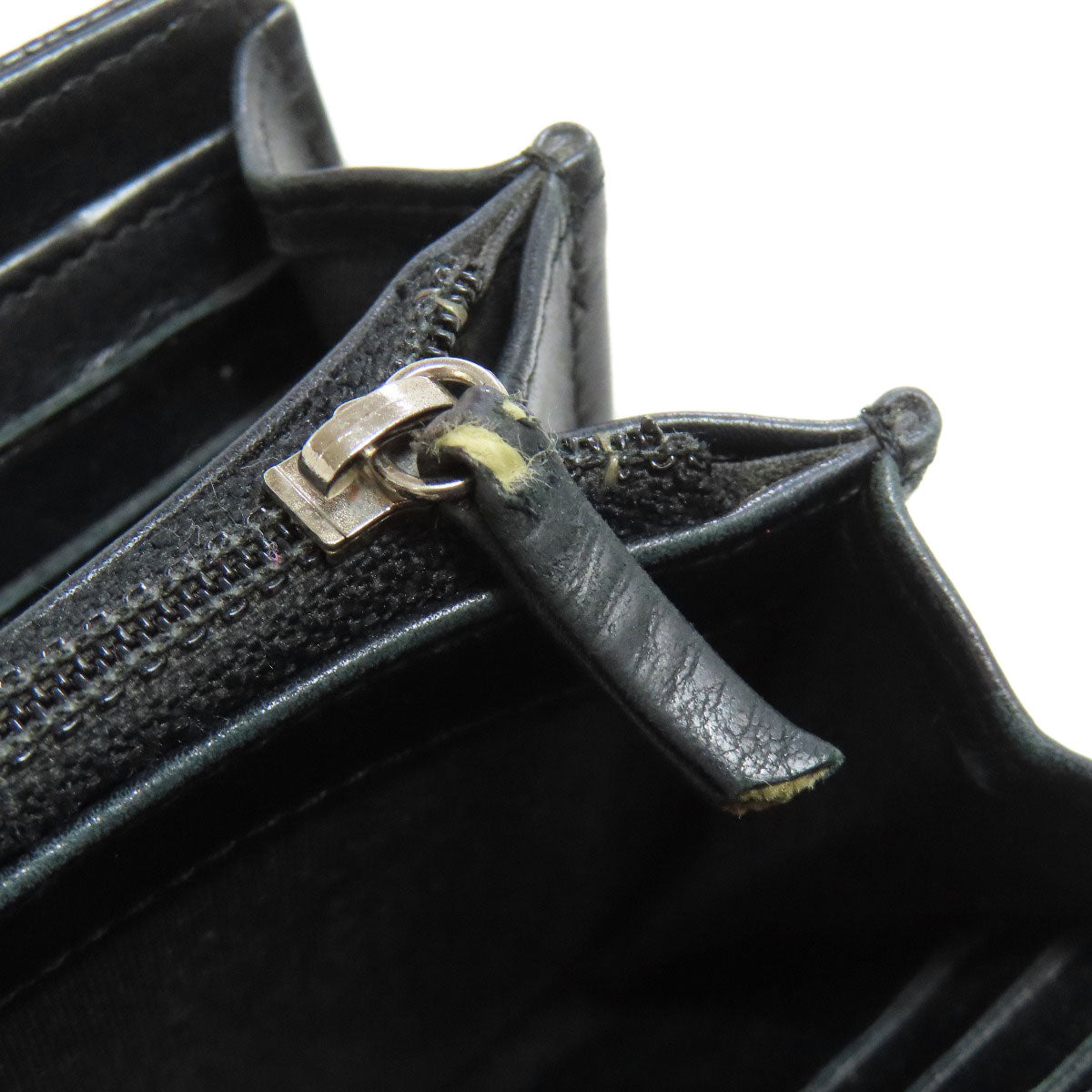 CHANEL Long Wallet Purse Grained Calfskin Skin black COCO Mark SilverMetal