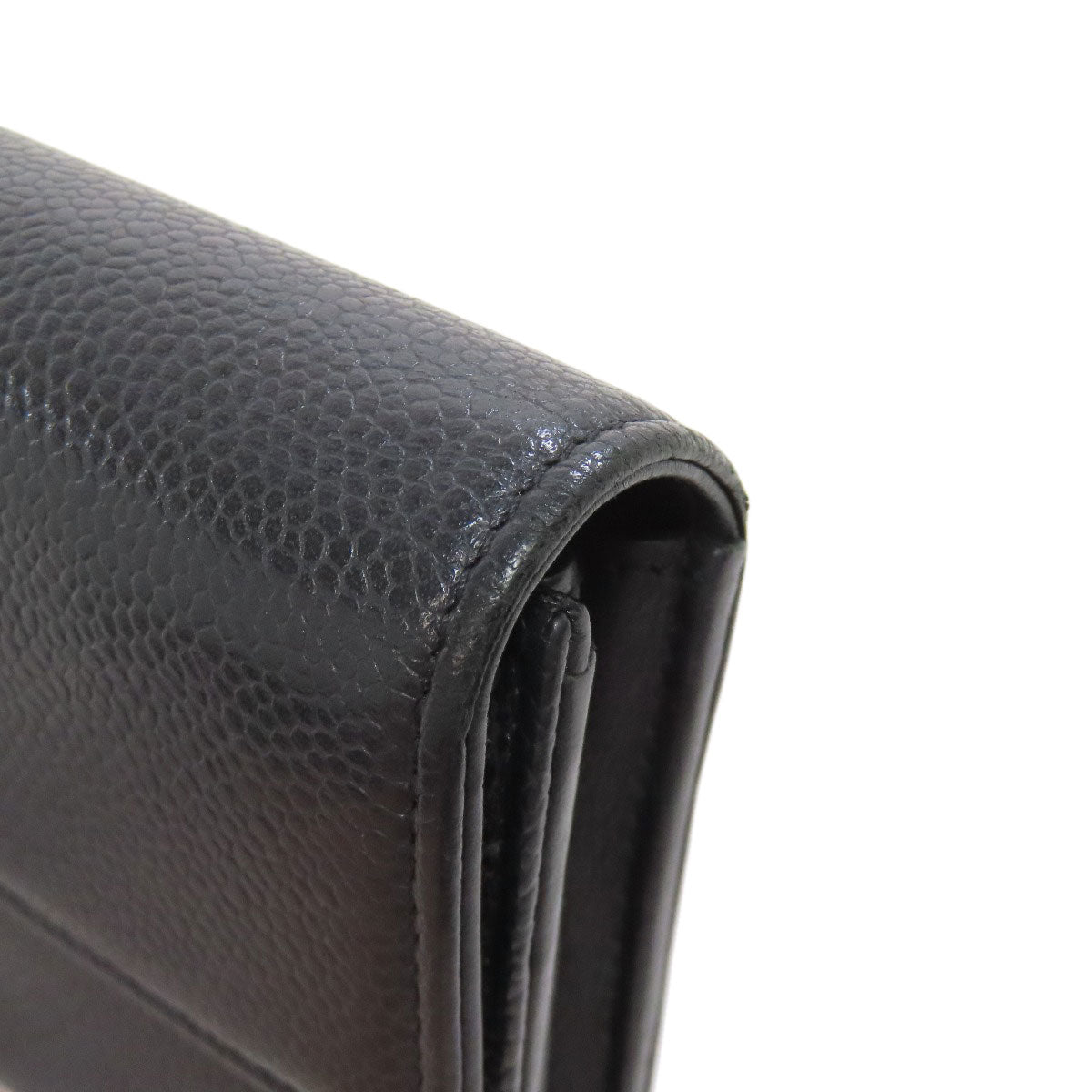 CHANEL Long Wallet Purse Grained Calfskin Skin black COCO Mark SilverMetal