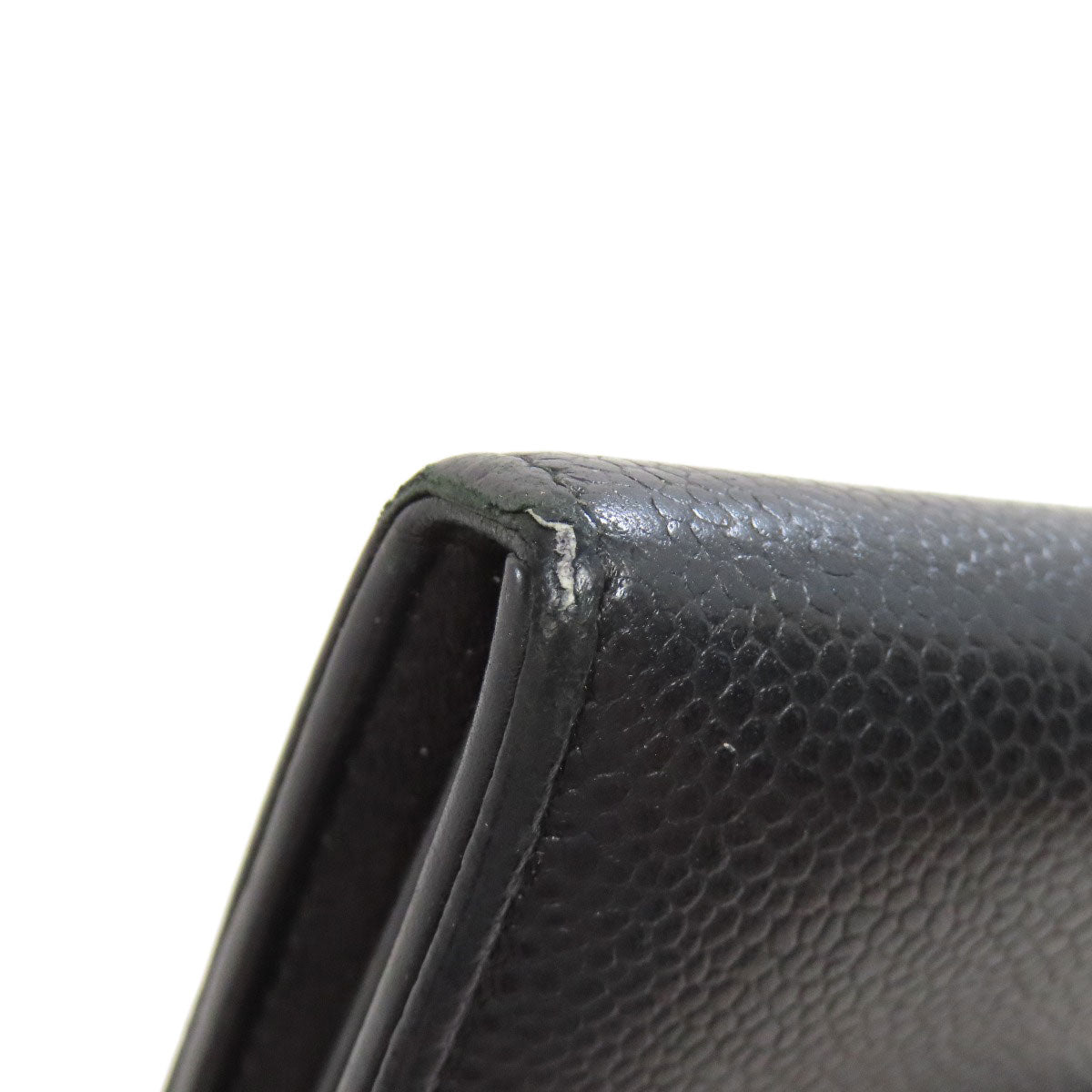 CHANEL Long Wallet Purse Grained Calfskin Skin black COCO Mark SilverMetal