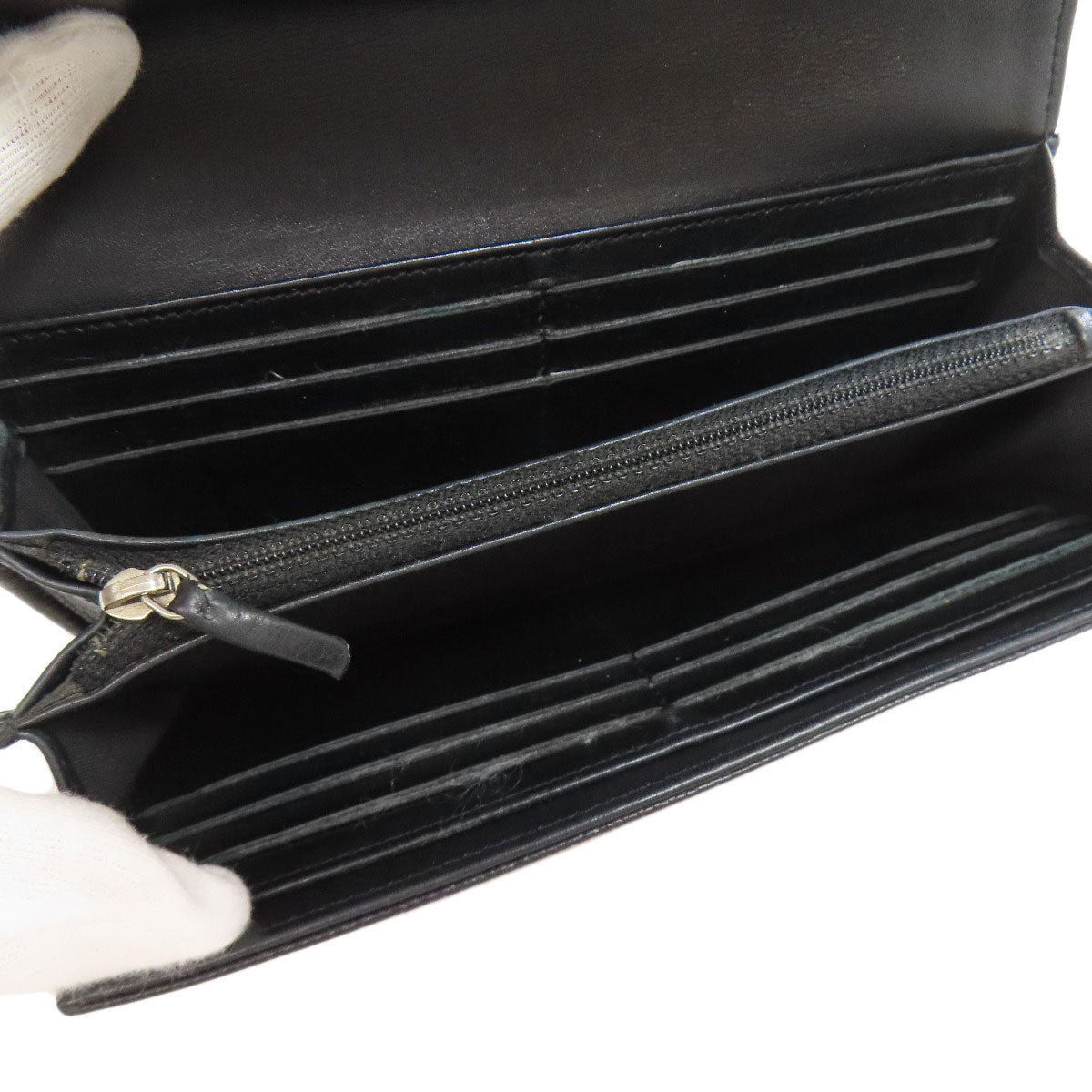CHANEL Long Wallet Purse Grained Calfskin Skin black COCO Mark SilverMetal