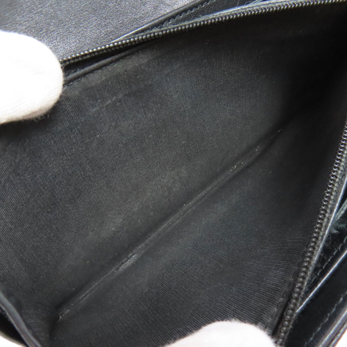 CHANEL Long Wallet Purse Grained Calfskin Skin black COCO Mark SilverMetal