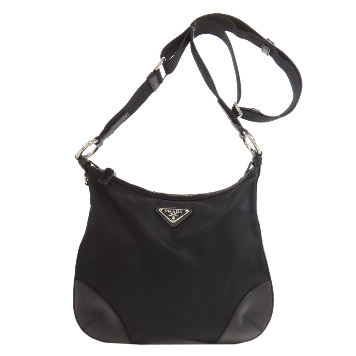PRADA Shoulder Bag Nylon black logoMetal