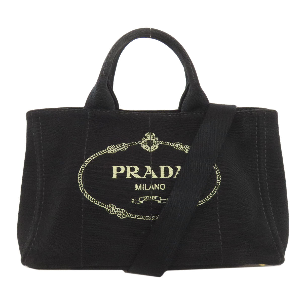 PRADA Handbag canvas black Canapa 2WAY