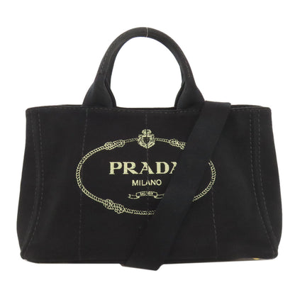 PRADA Handbag canvas black Canapa 2WAY