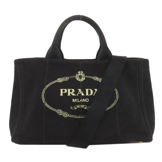 PRADA Handbag canvas black Canapa 2WAY