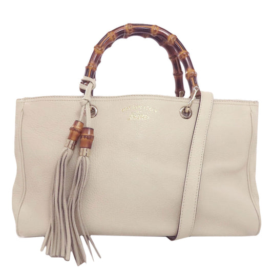 GUCCI Handbag 323660 Calfskin white Bamboo 2WAY