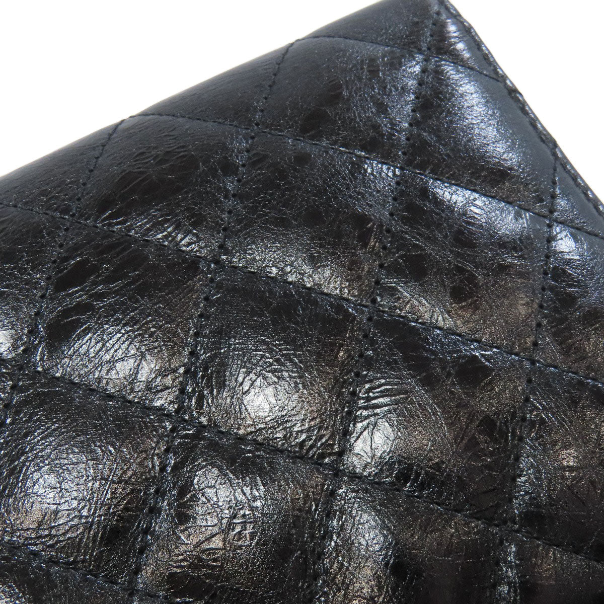 CHANEL Long Wallet Purse Calfskin black 2.55 Matelasse SilverMetal