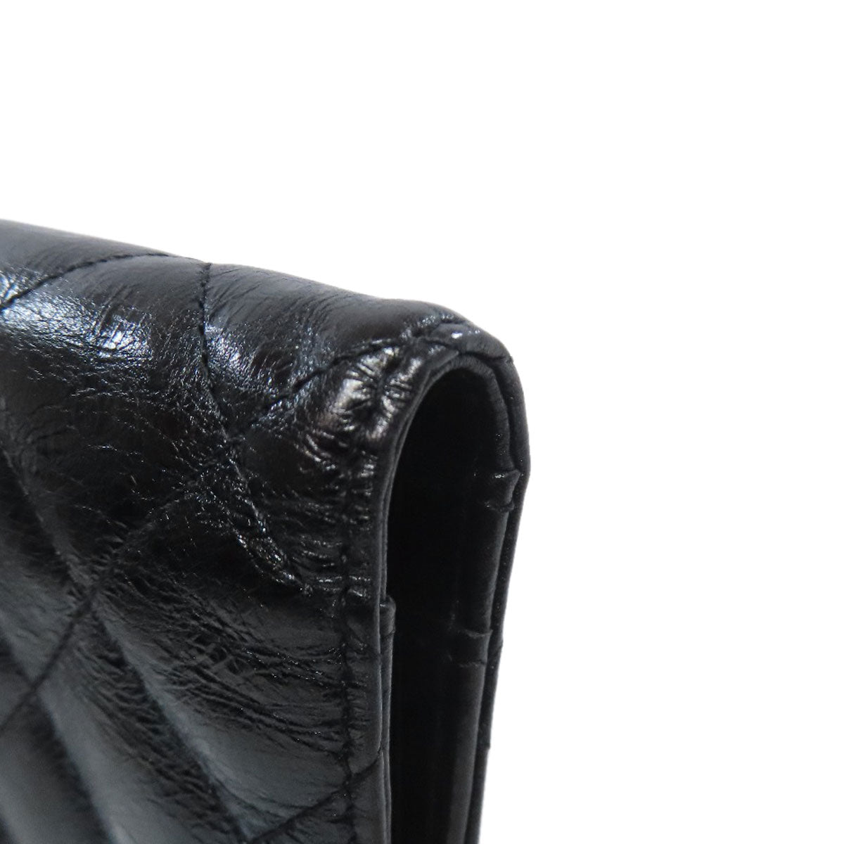 CHANEL Long Wallet Purse Calfskin black 2.55 Matelasse SilverMetal