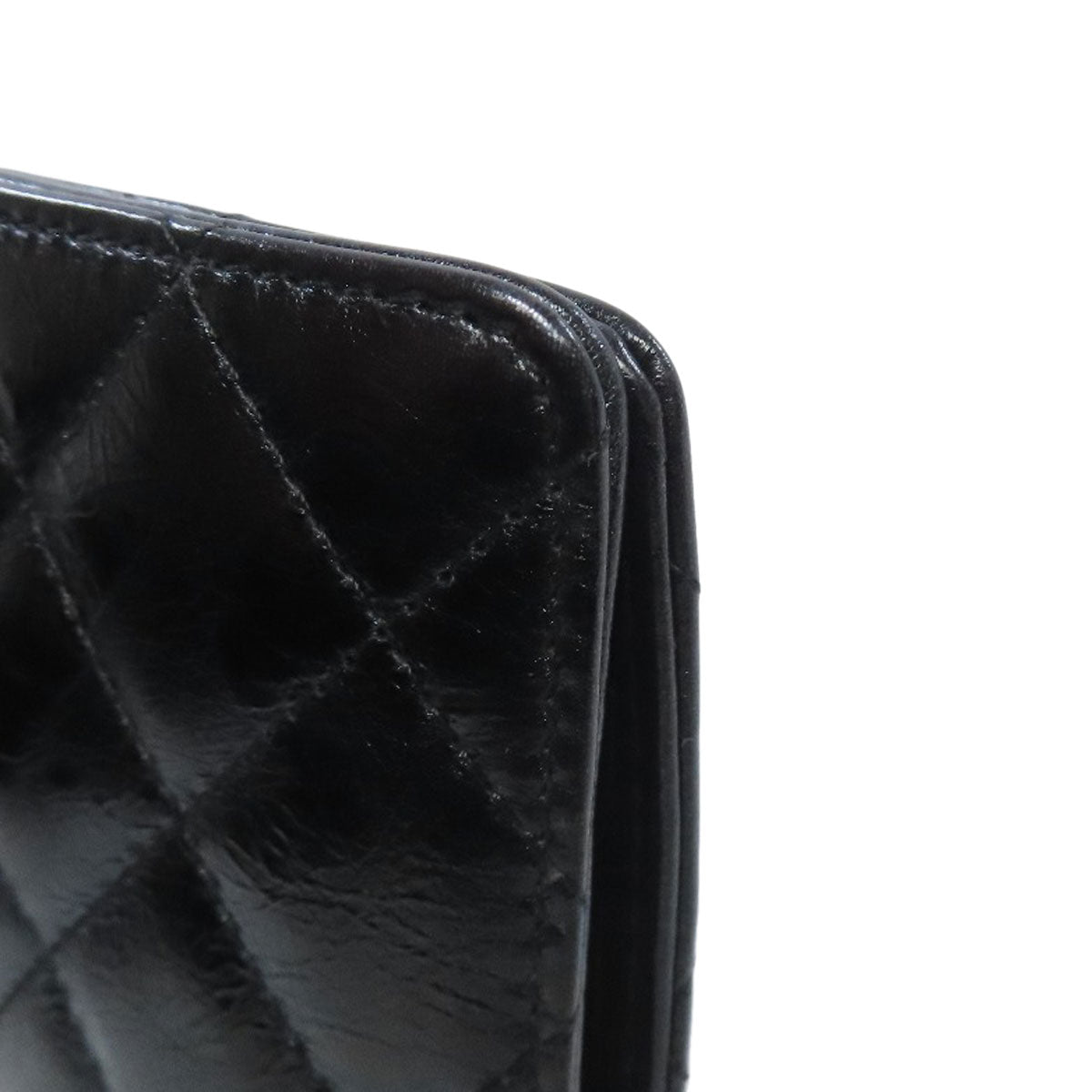 CHANEL Long Wallet Purse Calfskin black 2.55 Matelasse SilverMetal