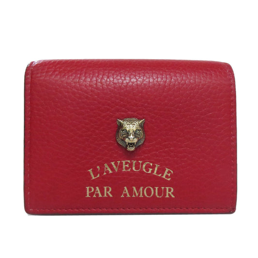 GUCCI Bifold Wallet 453169 Calfskin Red Animalie