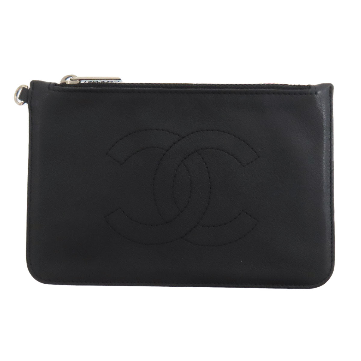 CHANEL Accessory pouch lambskin black COCO Mark