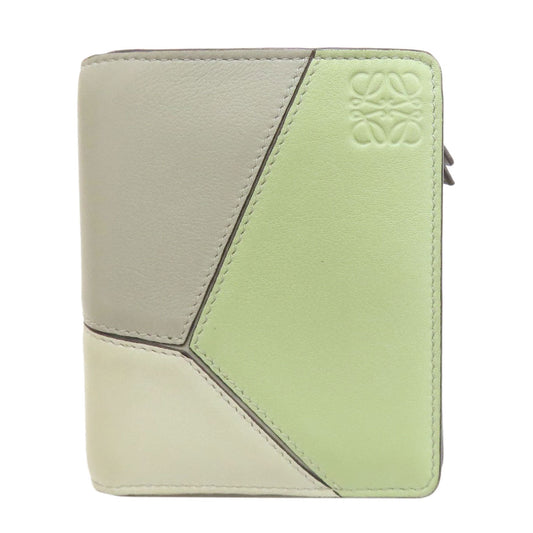 LOEWE Bifold Wallet Calfskin green Puzzle Compact
