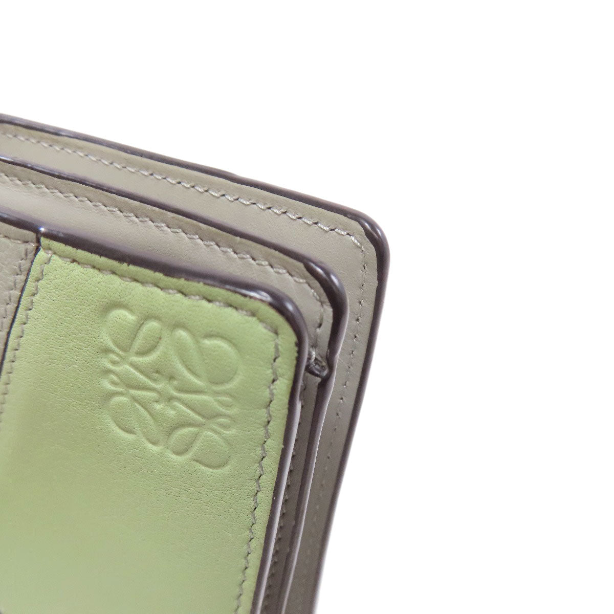 LOEWE Bifold Wallet Calfskin green Puzzle Compact