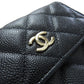 CHANEL Hip bag Grained Calfskin Skin black Matelasse Gold Metal
