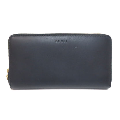 GUCCI Long Wallet Purse 453158 Calfskin black Nimfair Zip Around Bamboo